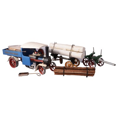 Lot 10 - Mamod Steam Wagon SW1, two log wagons