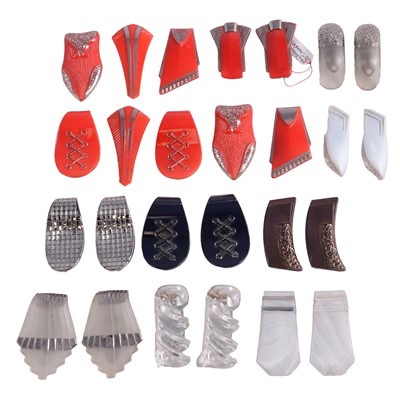 Lot 518 - Thirteen pairs of Art Deco pressed glass dress clips.