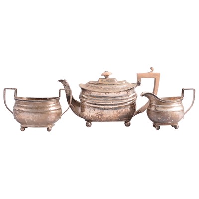 Lot 192 - Matched silver three piece teaset