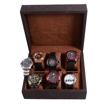 Lot 424 - Seven gentlemen's automatic and quartz wristwatches - Maserati, Scuderia Ferrari, and BMW.