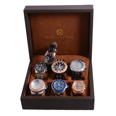 Lot 425 - Seven gentlemen's automatic and quartz wristwatches - Seiko, Invicta, Dreyfuss & Co, Spinnaker.