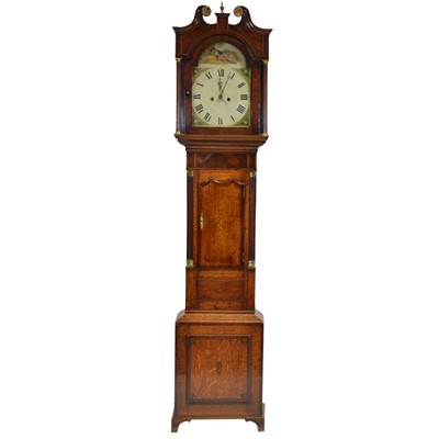 Lot 391 - George III oak and mahogany longcase clock