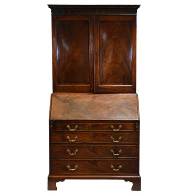 Lot 332 - George III mahogany bureau bookcase