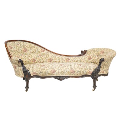 Lot 339 - Victorian walnut chaise-longue