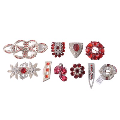 Lot 486 - A collection of faux ruby and diamond costume jewellery.