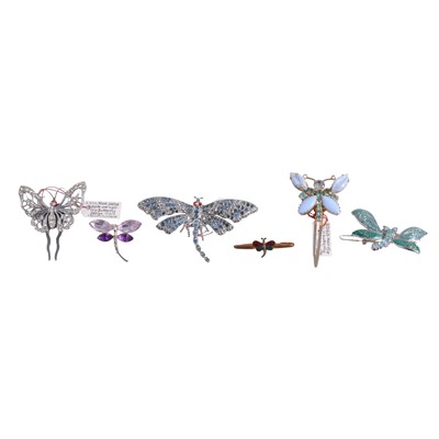 Lot 498 - Nineteen vintage butterfly and insect brooches and clips.