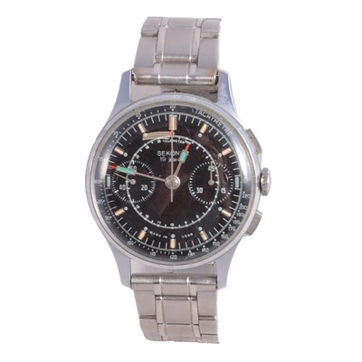 Lot 1072 - Sekonda - a gentleman's vintage Poljot stainless steel manual wind chronograph wristwatch.