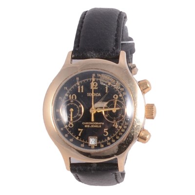 Lot 444 - Sekonda - a gentleman's vintage gold-plated manual wind chronograph wristwatch.
