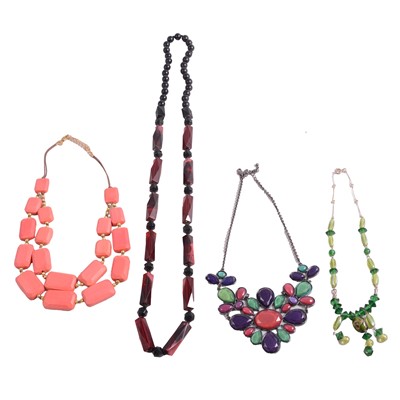Lot 543 - Costume jewellery necklaces, bracelets, brooch, and a Hadson Pipe Lighter.