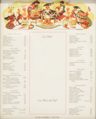 Lot 348 - Turnberry Hotel 'Le Diner' Menu Card, artwork by Eric Fraser, circa 1956