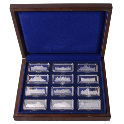 Lot 323 - Birmingham Mint Cased Set of twelve silver ingots "Royal Residences"