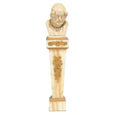 Lot 486 - French onyx and ormolu column with glazed bust of Homer