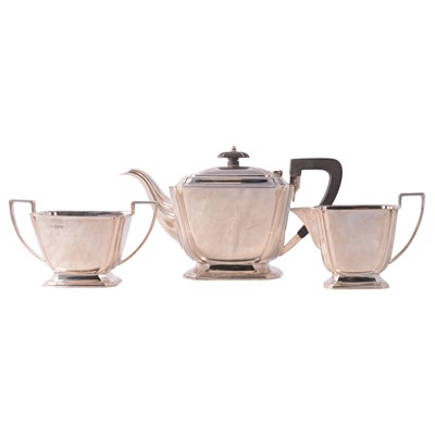 Lot 318 - Three piece silver tea set