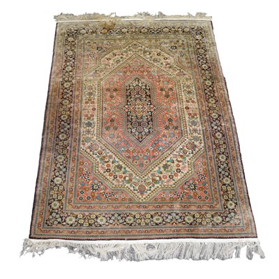 Lot 351 - Persian part silk rug.