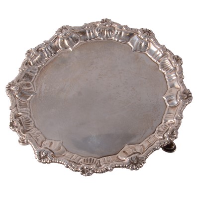 Lot 320 - George II silver waiter, Richard Rugg