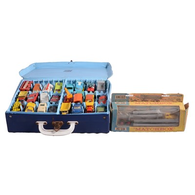 Lot 223 - Matchbox Series Collectors Case, loose die-cast vehicles, and an M-2 Motorway