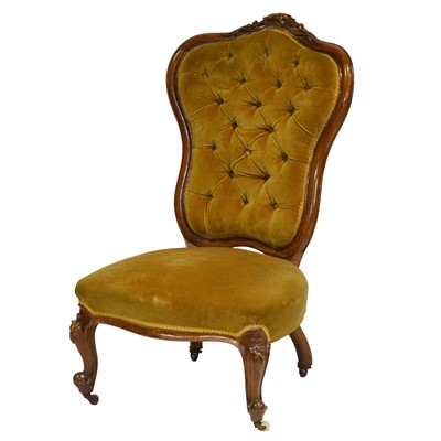 Lot 423 - Victorian carved mahogany salon chair
