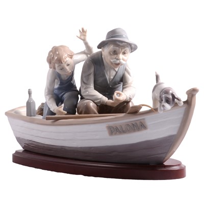 Lot 61 - Lladro porcelain group, Fishing with gramps