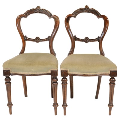 Lot 513 - Pair of Victorian walnut balloon back chairs