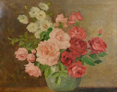 Lot 376 - Stefanie von Trautweiler, Still life of roses in a vase