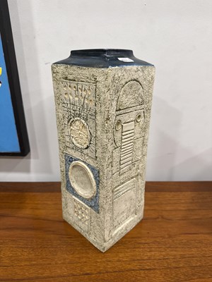 Lot 15 - David Bridge for Troika Pottery, a tall cuboid vase