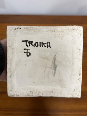 Lot 15 - David Bridge for Troika Pottery, a tall cuboid vase