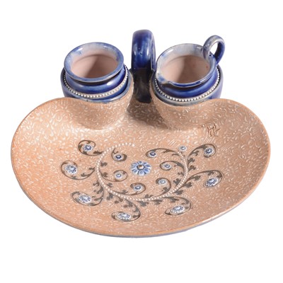 Lot 2 - George Tinworth for Doulton Lambeth, an unusual stoneware entree dish, 1886