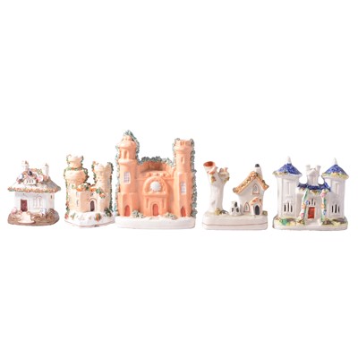 Lot 49 - Seven Staffordshire pottery cottage pastille burners