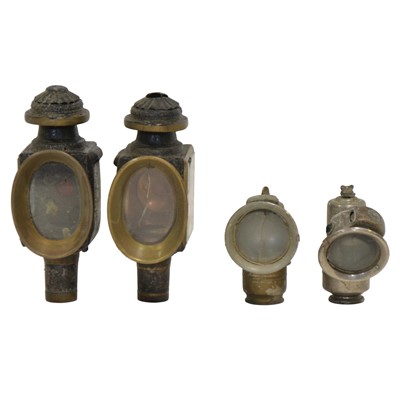 Lot 142 - Two pairs of coach lamps; and chimneys.