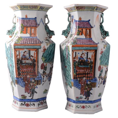 Lot 40 - Pair of Chinese Famille verte vases, 20th century