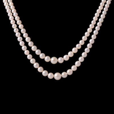 Lot 1144 - A two row cultured pearl necklace.
