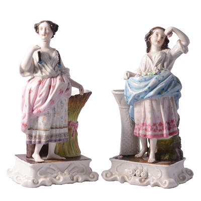 Lot 57 - Two Continental porcelain figural spill vases