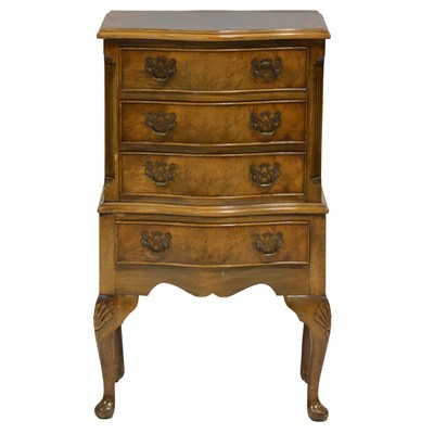 Lot 502 - Reproduction walnut small chest on stand