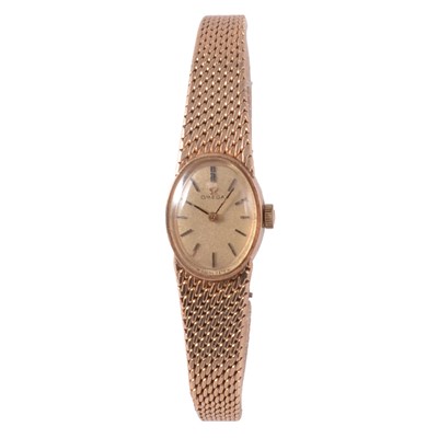 Lot 342 - Omega - a lady’s vintage 9 carat yellow gold manual wind bracelet wristwatch.