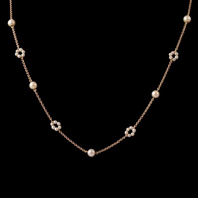 Lot 215 - A cultured pearl brooch pendant, other pearl brooches, and simulated pearl chain necklace.