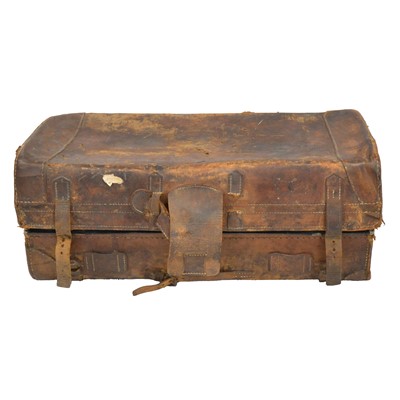 Lot 143 - Vintage stitched leather trunk suitcase
