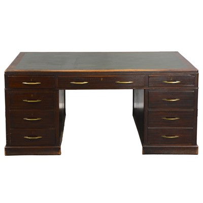 Lot 253 - Large mahogany twin-pedestal desk