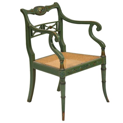 Lot 412 - Regency style painted elbow chair