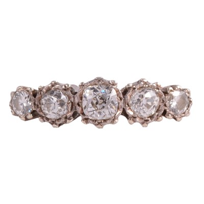 Lot 231 - A diamond five stone ring.