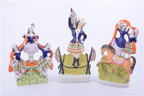 Lot 21 - Staffordshire figure, Girl on a Tight-rope...
