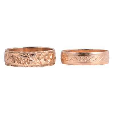Lot 248 - Two 9 carat yellow gold wedding bands.