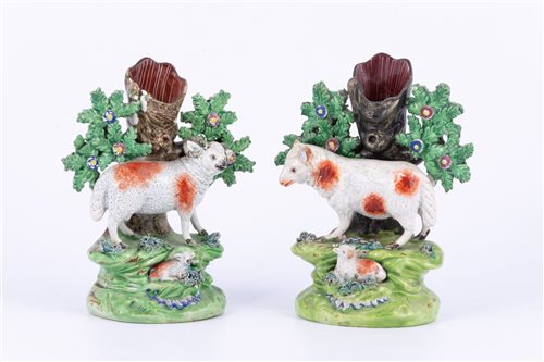 Lot 27 - Near pair of Staffordshire pearl glazed...