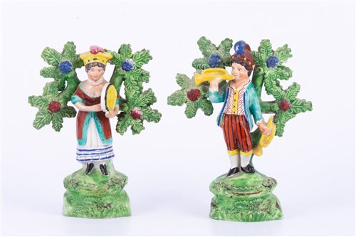 Lot 29 - Pair of Staffordshire pearl glazed earthenware...