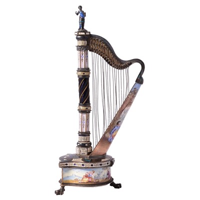 Lot 135 - Austrian silver, champleve enamel and enamelled novelty table clock by Hermann Bohn, 19th century