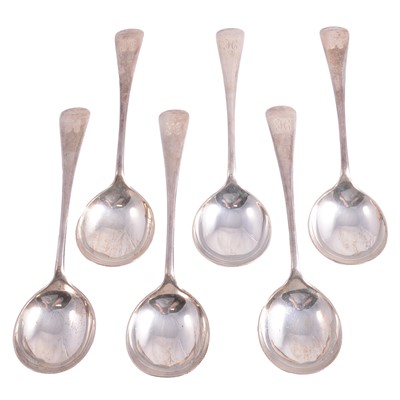 Lot 173 - Set of six silver soup spoons