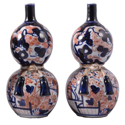 Lot 48 - Pair of Imari double-gourd vases