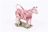 Lot 57 - Pratt type cow and milkmaid creamer, probably...