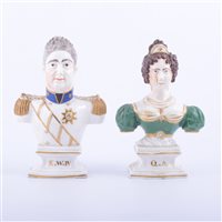 Lot 61 - Pair of Staffordshire portrait busts, William...