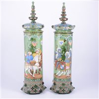 Lot 63 - Pair of Bavarian glass humpen and covers, late...