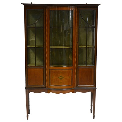 Lot 524 - Edwardian inlaid mahogany bow-front display cabinet